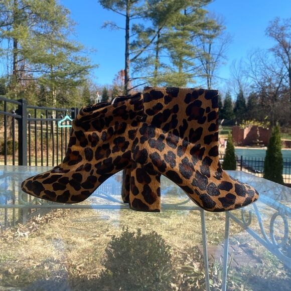 Anthropologie Matisse Grove Calf Hair Leopard Leather Ankle Boots - Picture 7 of 13